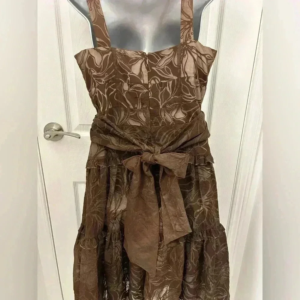 BCBG Brown, Ruffle Skirt Dress, Sz 12 - Picture 3 of 8